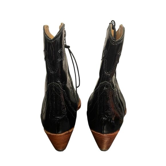 Free People New Frontier Western Boots Black Patent Leather Size 7.5 NEW - Picture 6 of 7